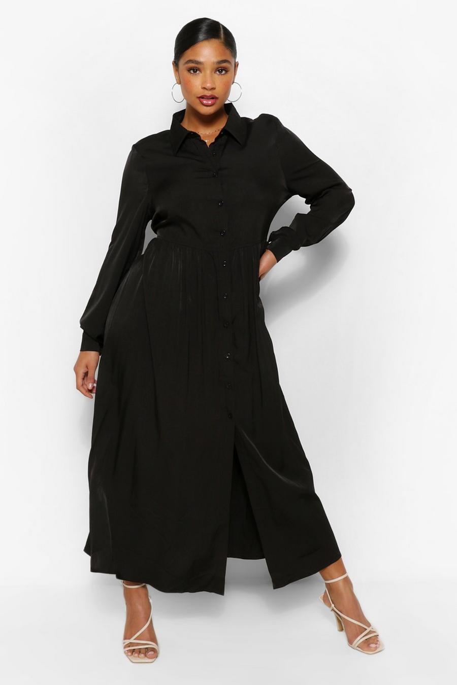 Black Plus Oversized Maxi Shirt Dress image number 1