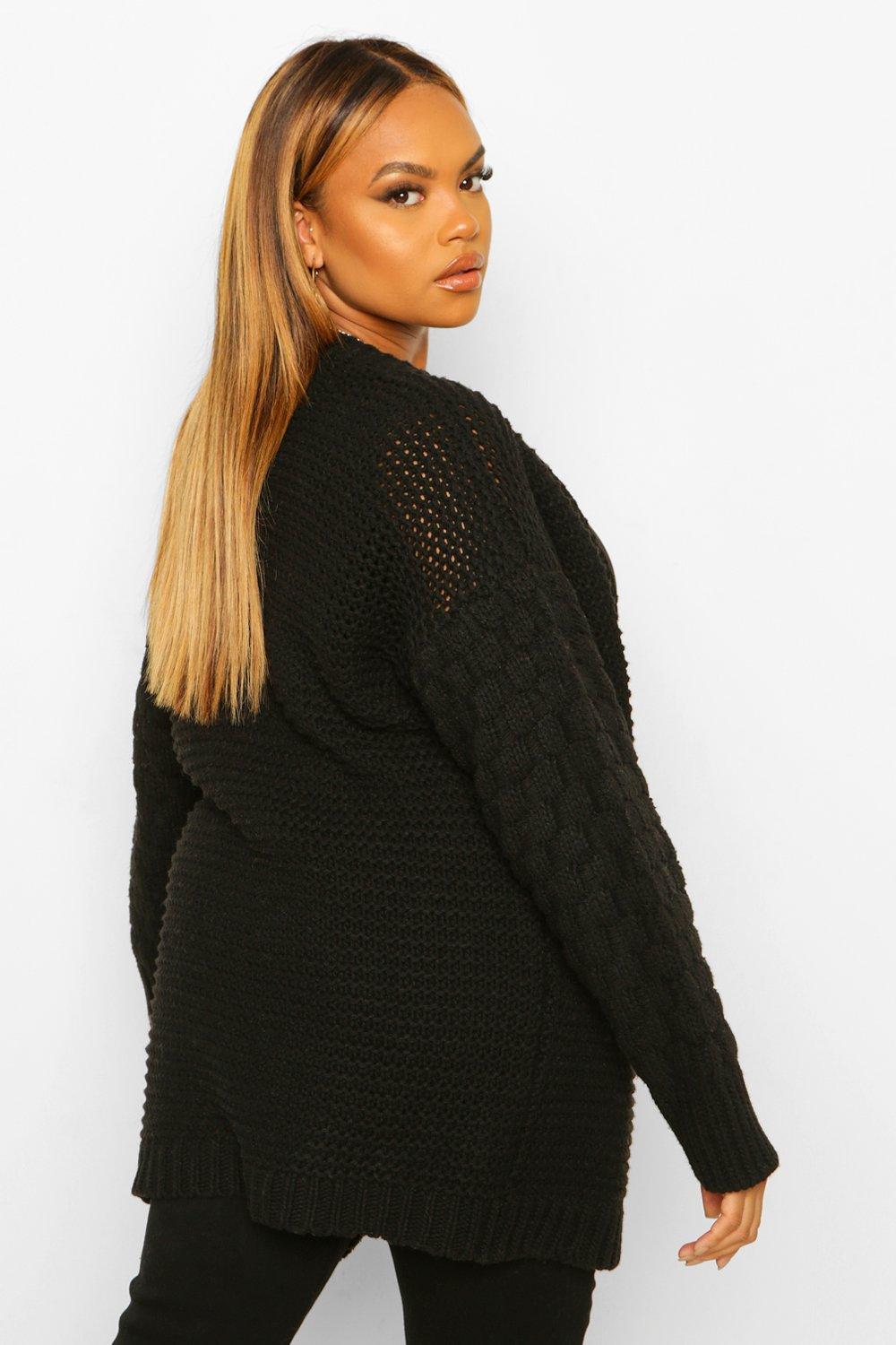 Chunky knit hotsell bobble sleeve cardigan