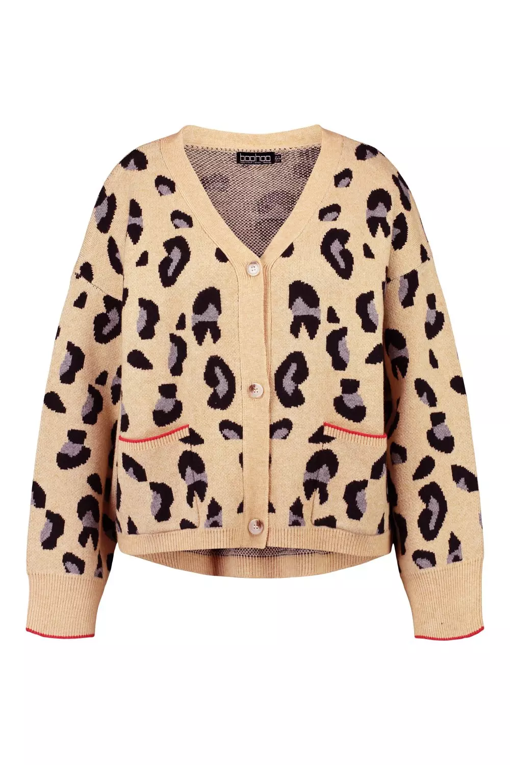 Camel Plus Button Leopard Cardigan alternative image
