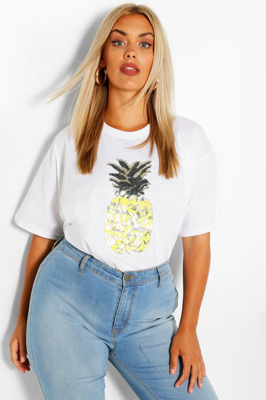 Plus - T-shirt med ananas image number 1