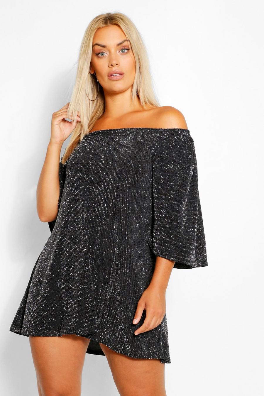 Plus Sparkle Off The Shoulder Tunic Top image number 1