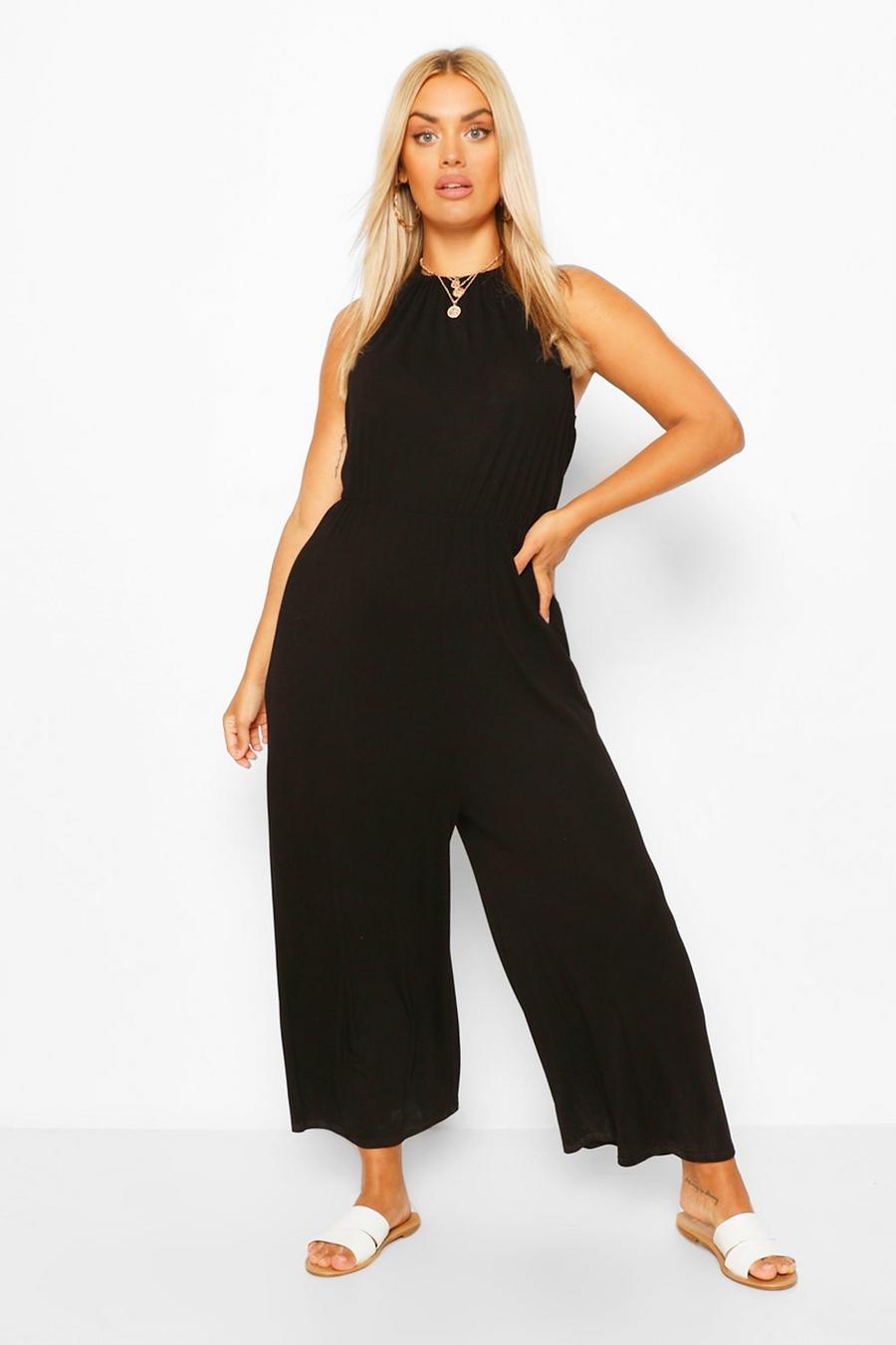 Black Plus - Jumpsuit i jersey med smala axelband image number 1