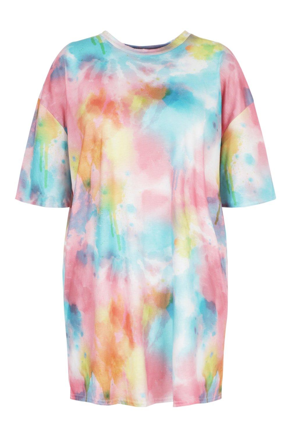 Dress boohoo Plus Dye T-Shirt Oversized Tie | Beach