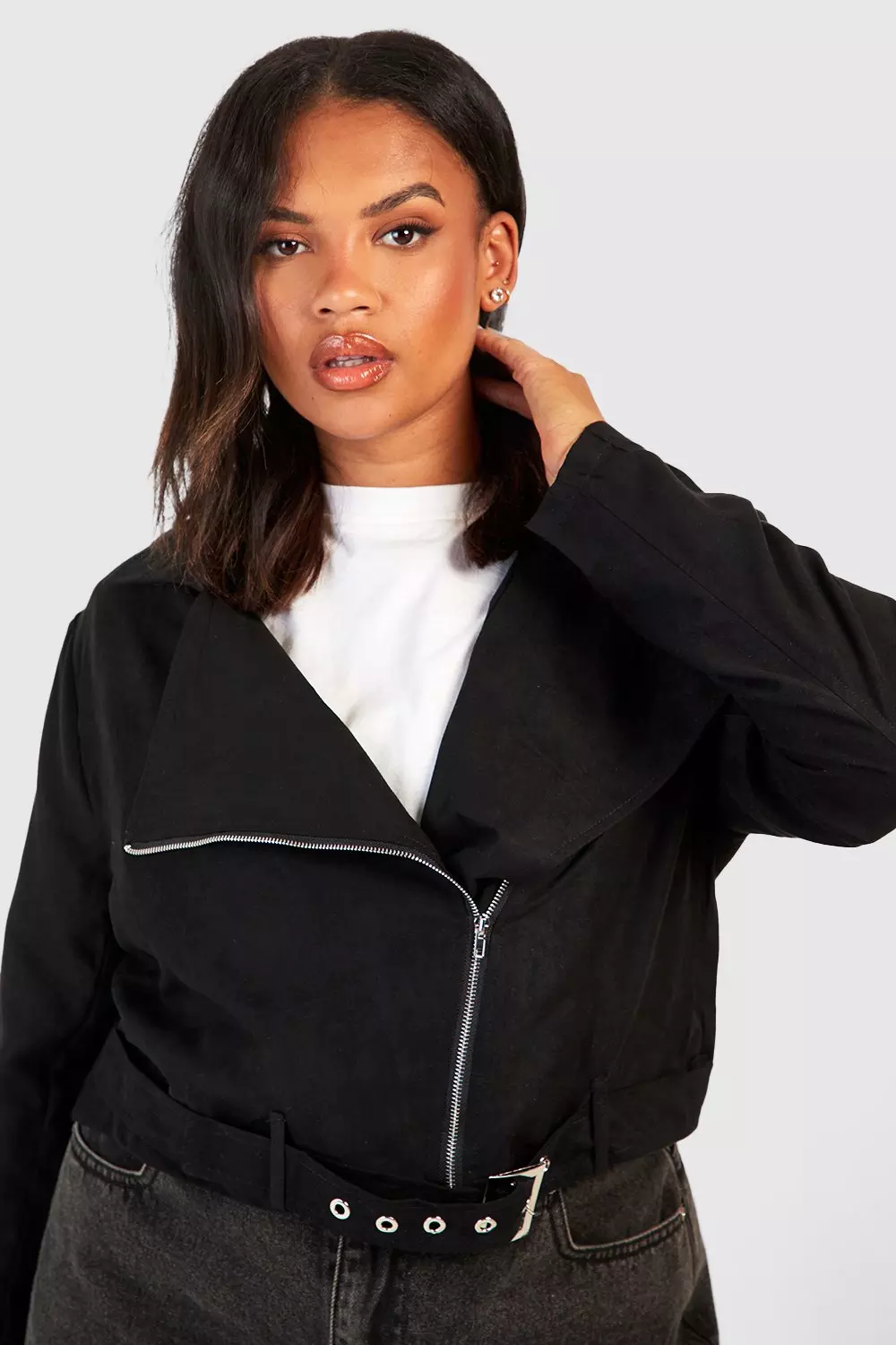 Faux suede plus size jacket sale