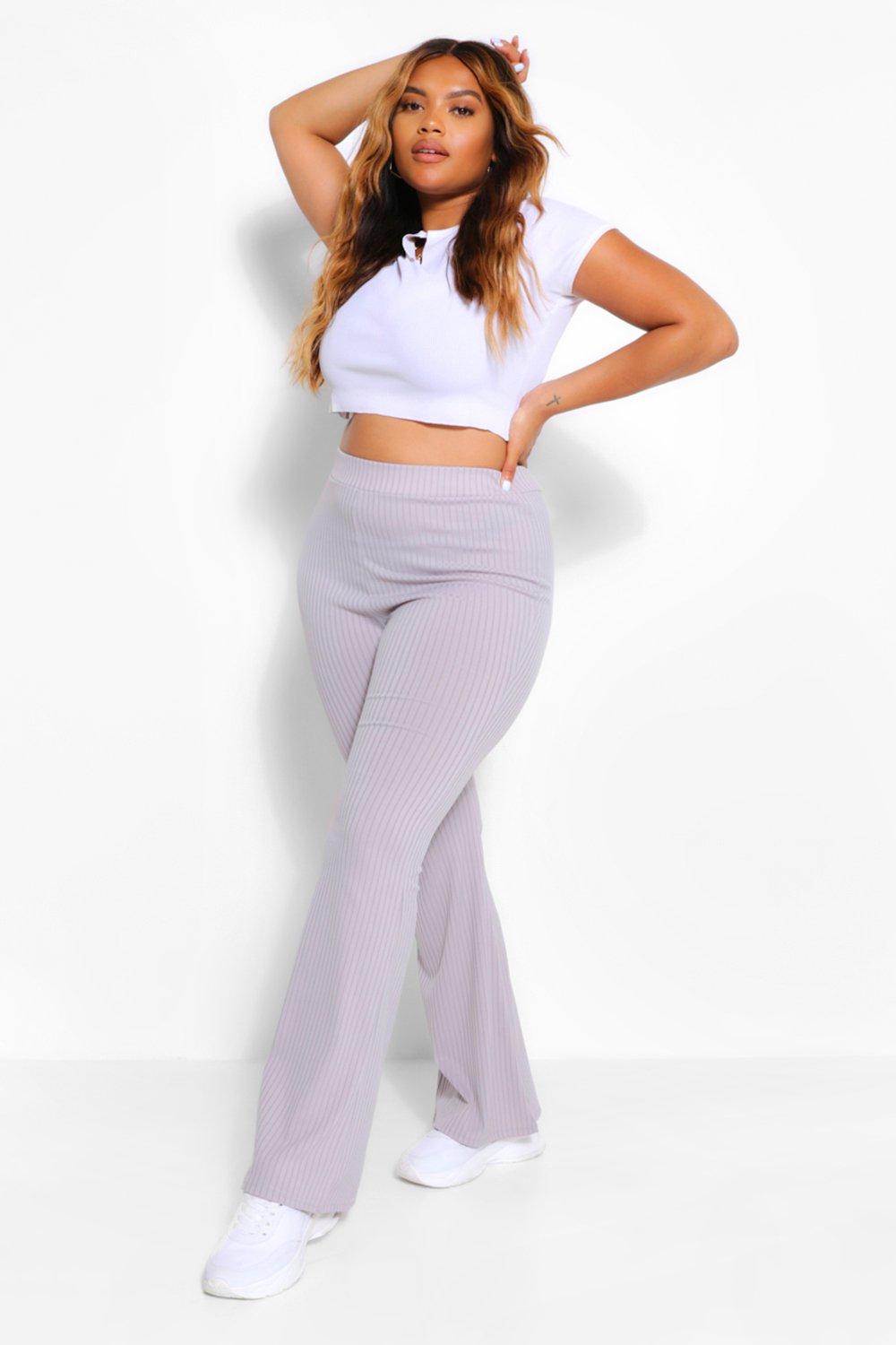 Grey flared hot sale trousers