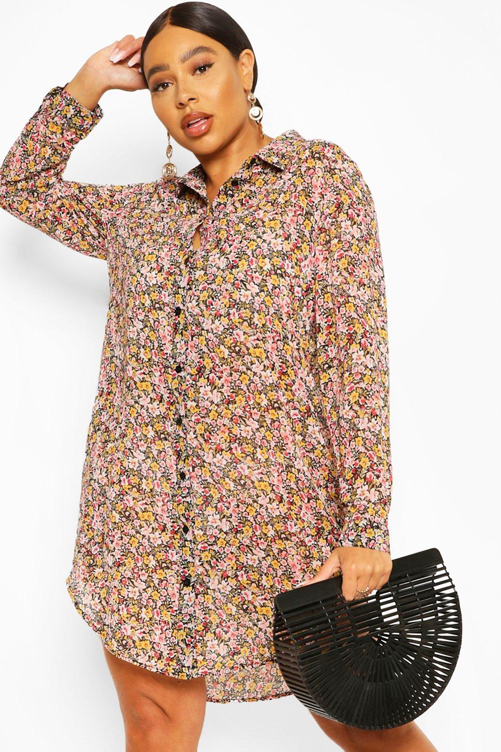 boohoo paisley shirt dress