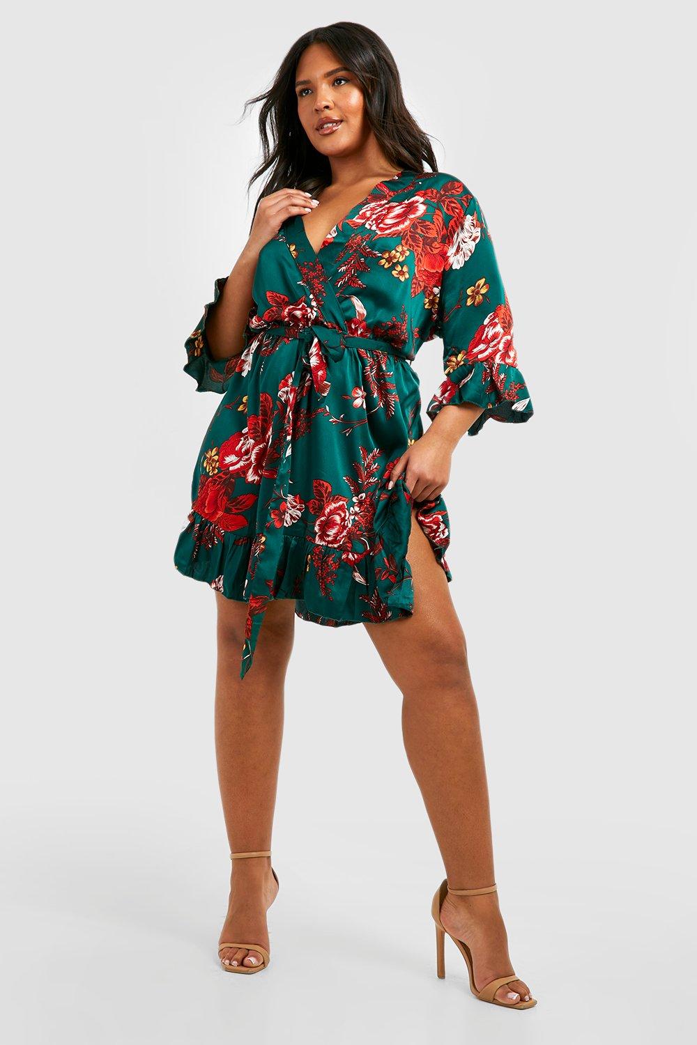 Plus Floral Wrap Belted Dress | boohoo