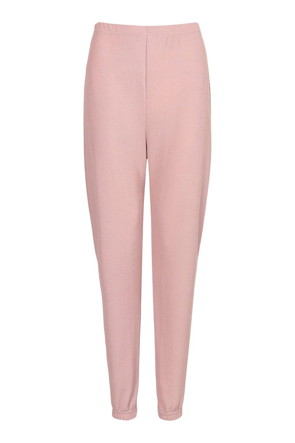 Petite Rib Boyfriend Joggers boohoo UK
