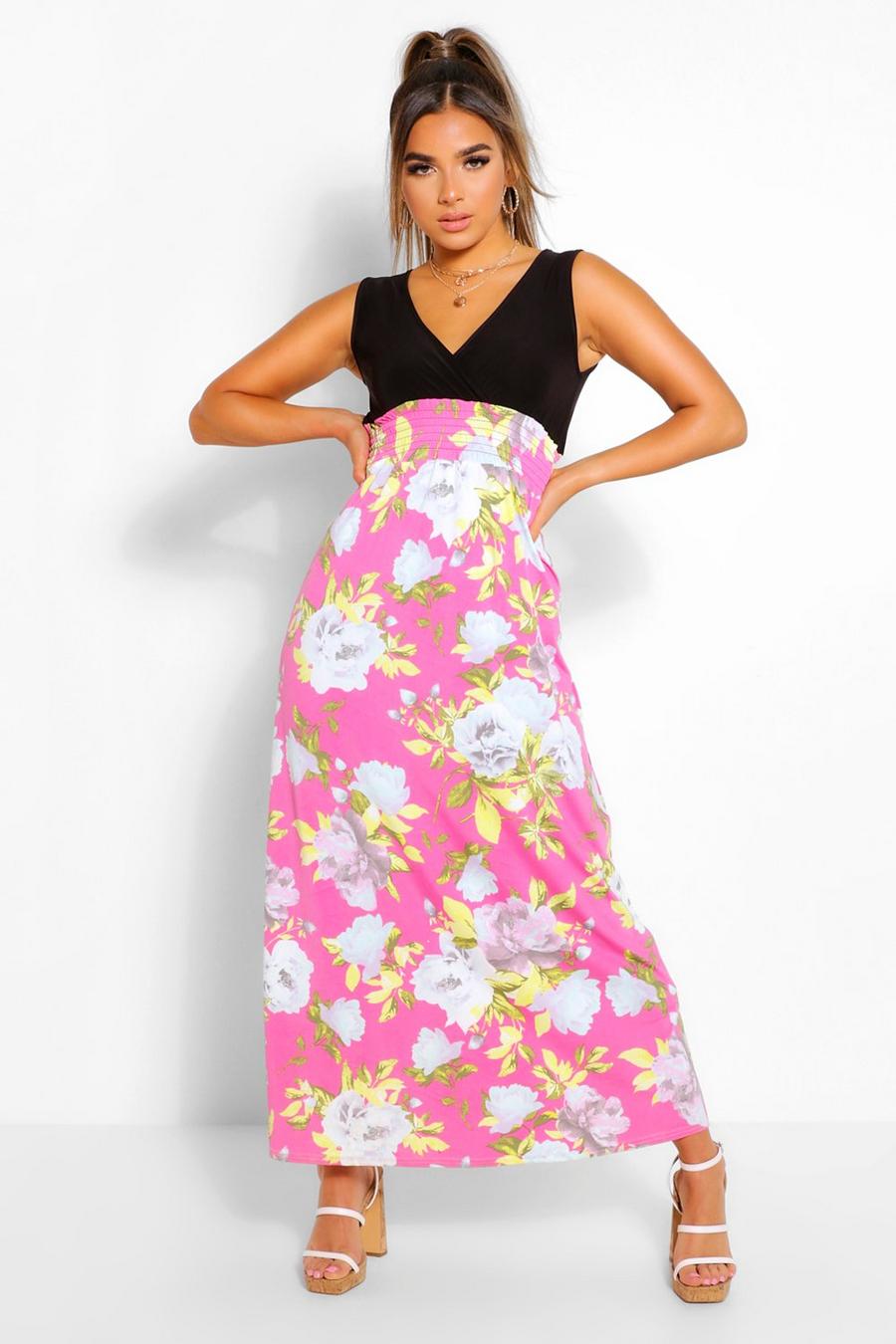 Pink Petite Floral Print Maxi Dress image number 1