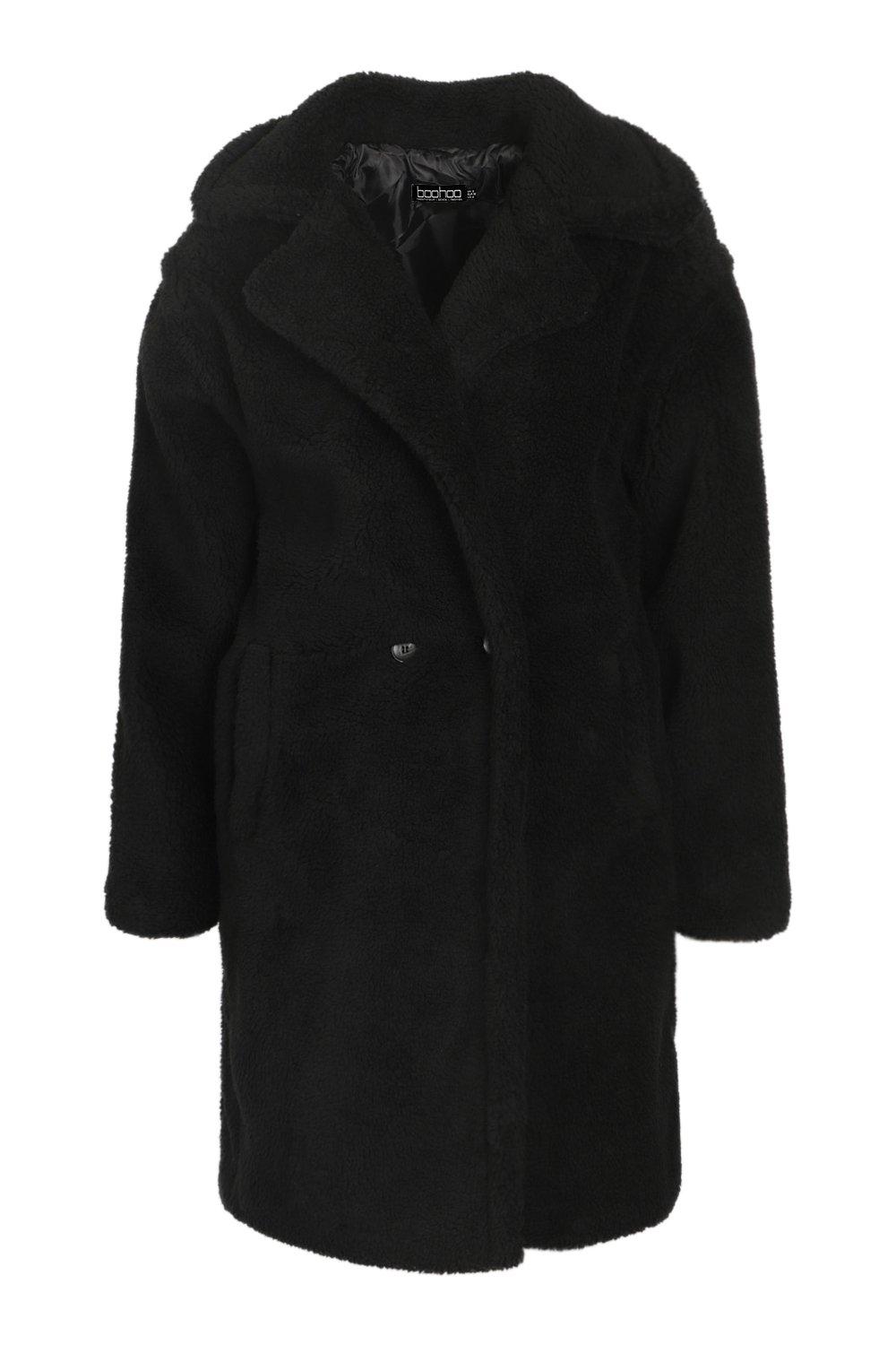 Boohoo black hot sale teddy coat