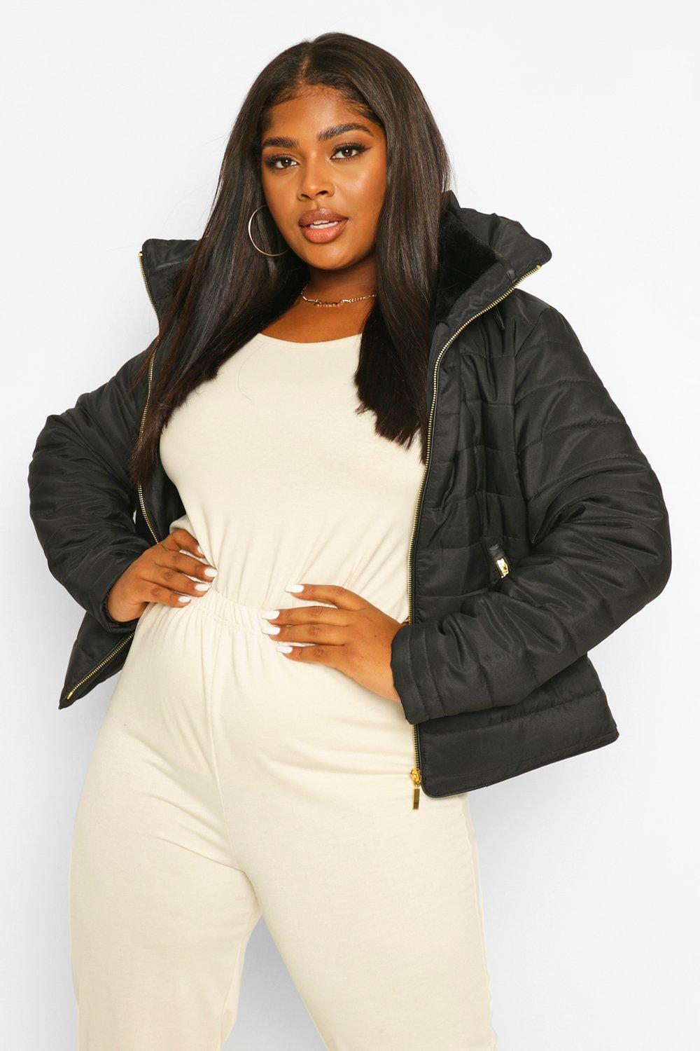 Plus size short puffer clearance jacket