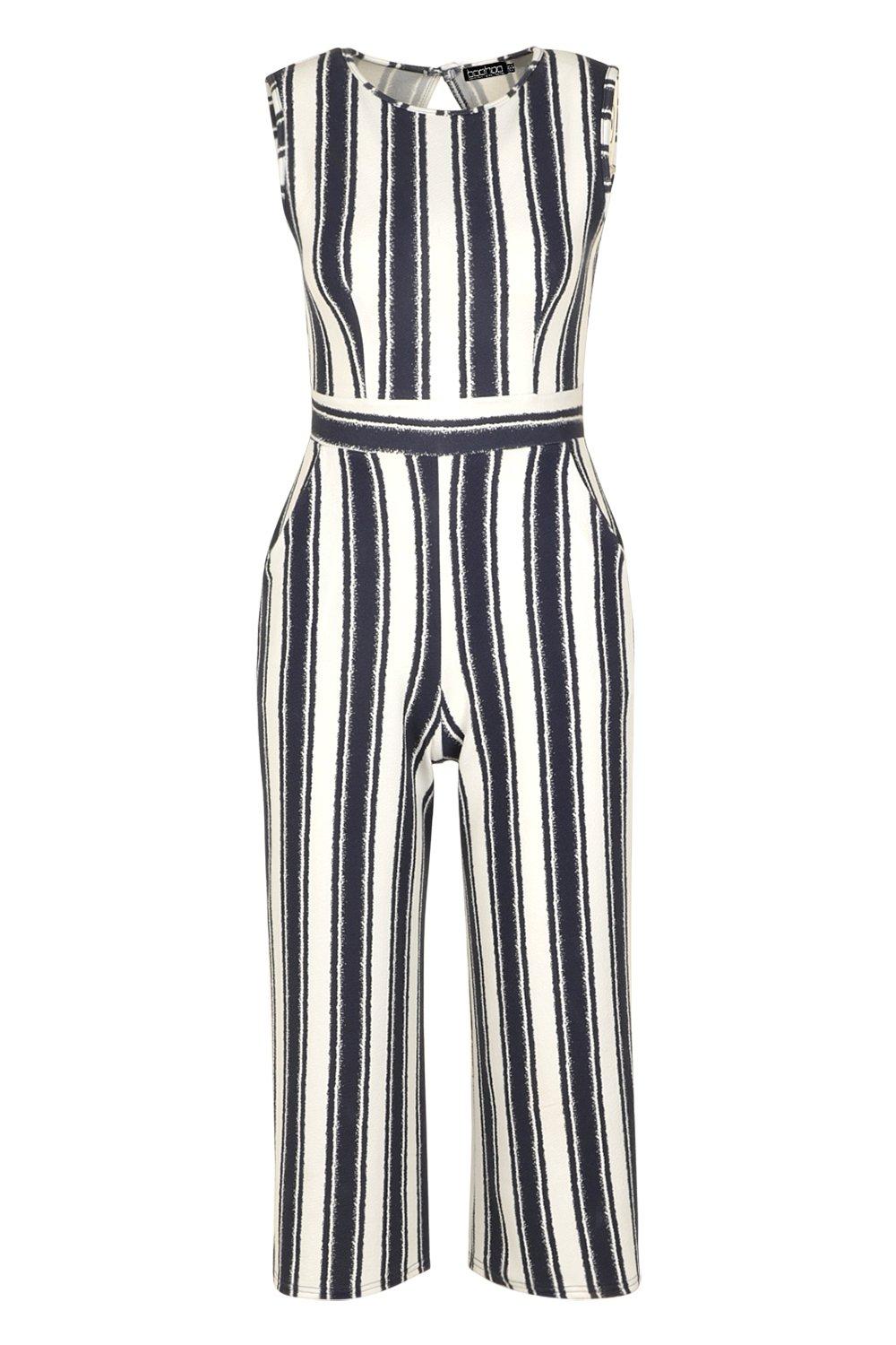 Boohoo striped jumpsuit on sale