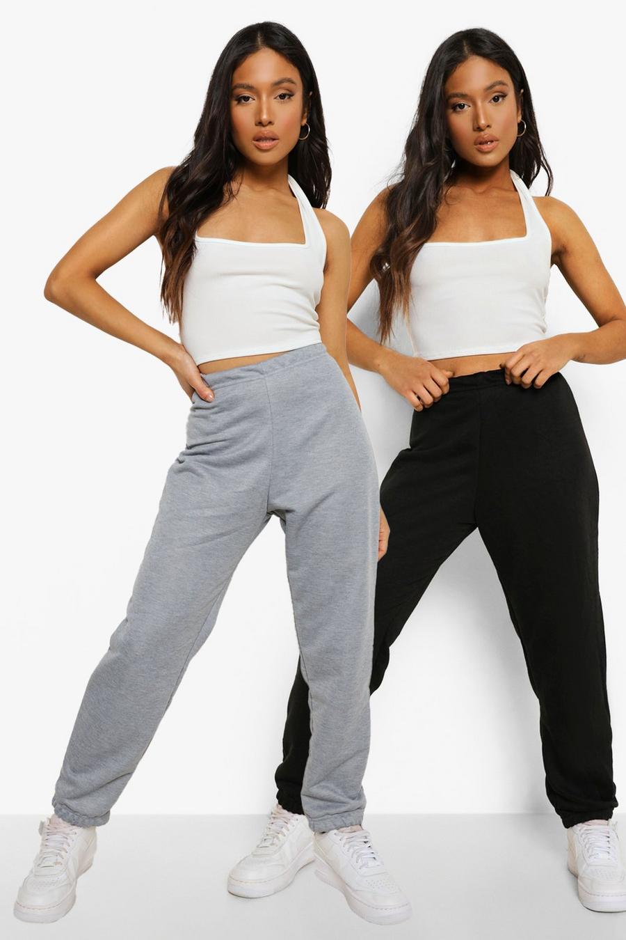 Black Petite Two Pack Boyfriend Joggers image number 1
