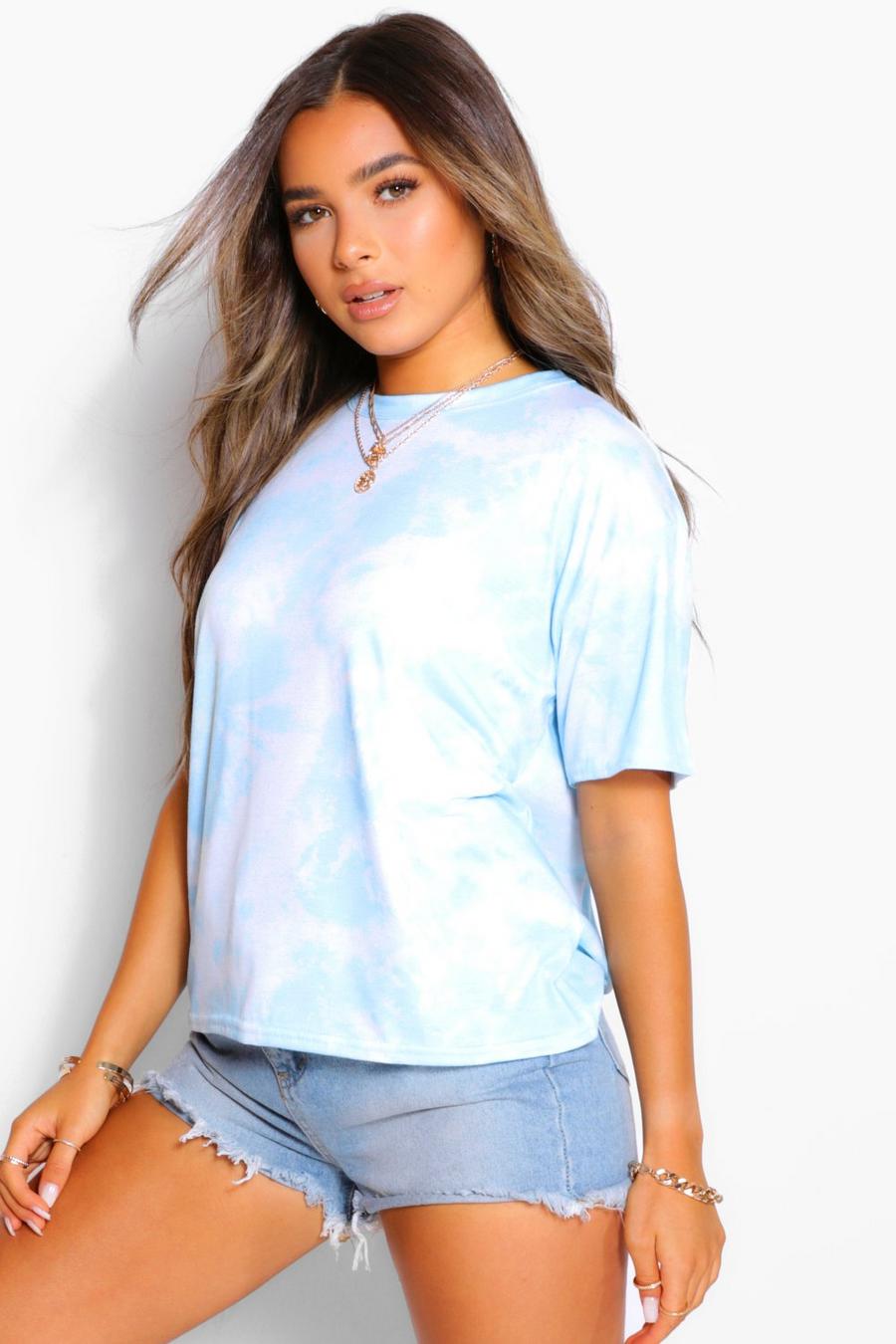 Blue Petite - Oversize t-shirt med batikmönster image number 1