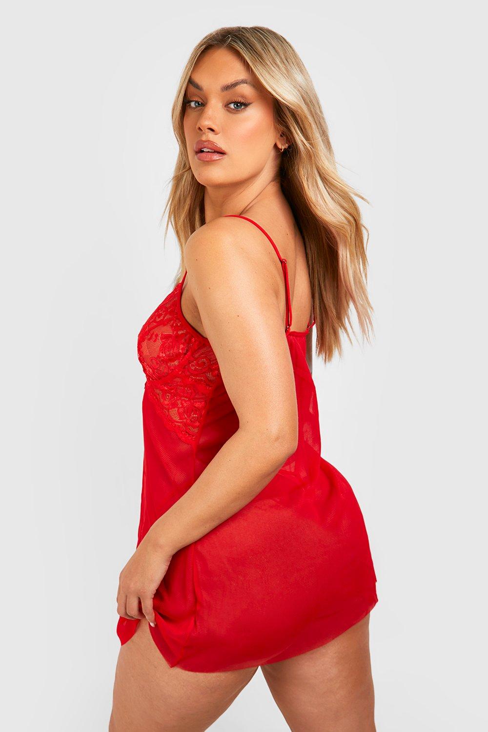 Plus V Plunge Lace Babydoll