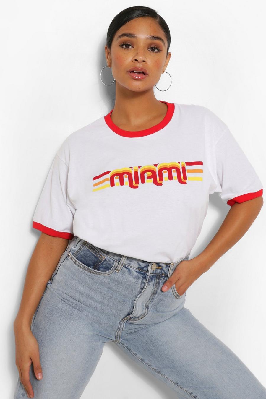Plus Ringer-T-Shirt mit „Miami“-Print image number 1