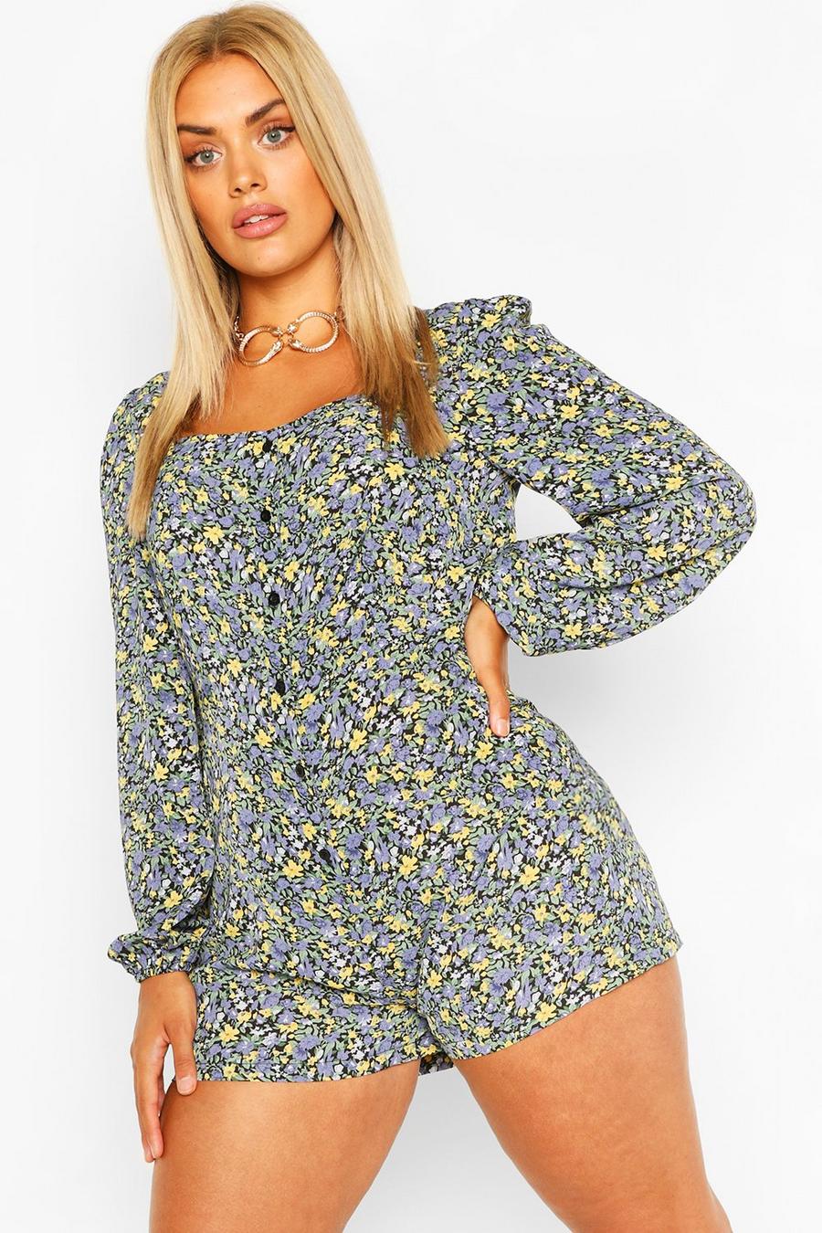 Plus - Blommig playsuit med knappar image number 1