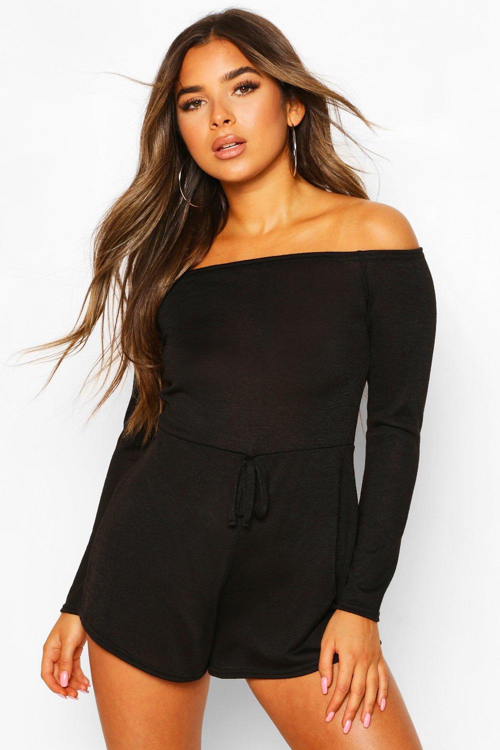 black bardot playsuit