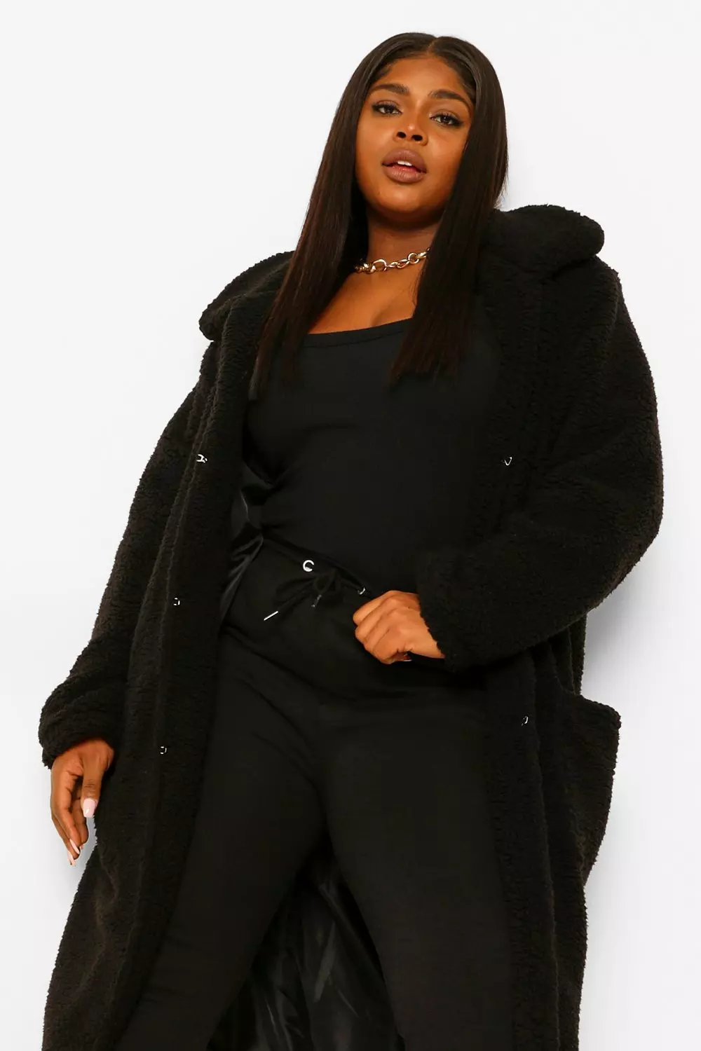 Black teddy 2025 coat plus size