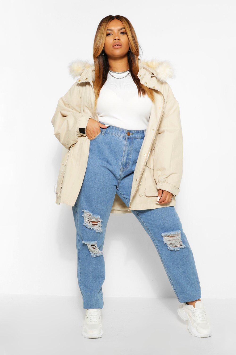 Faux Fur Lined Parka Coat