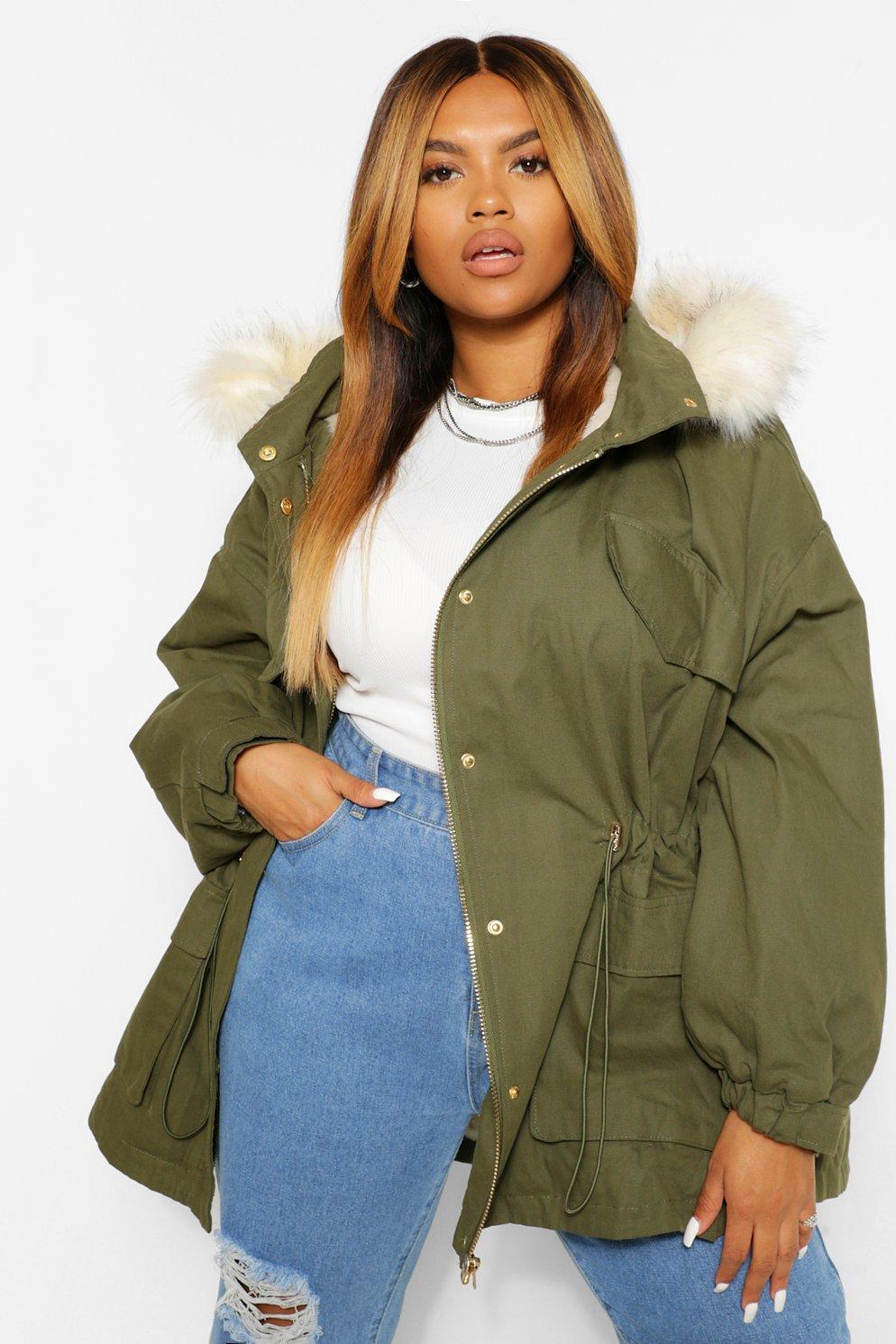 fur lined hooded coat