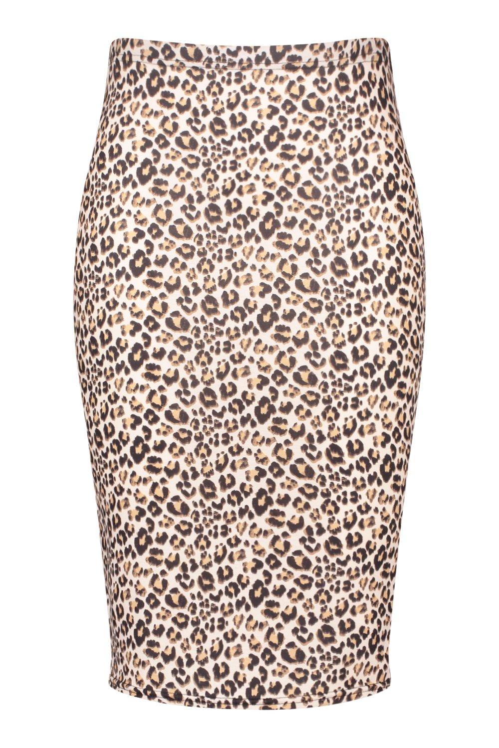 Falda tubo midi con leopardo Plus | boohoo