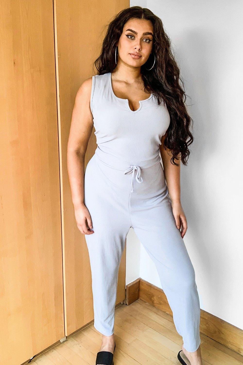 v neck tie waist jumpsuit