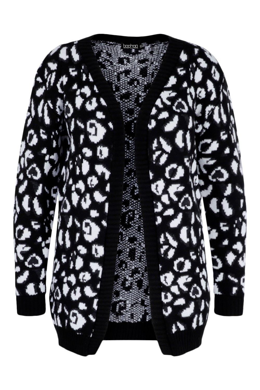 black and white animal print cardigan