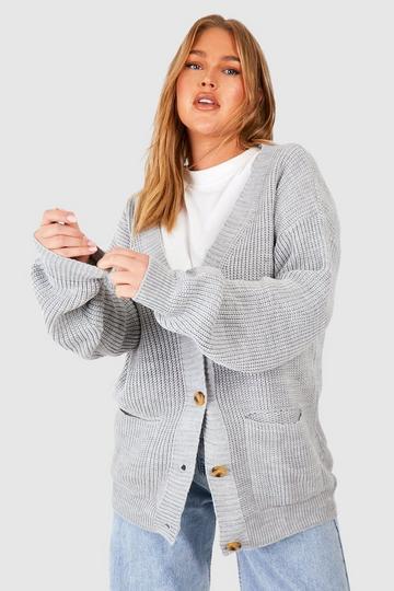 Plus Oversized Cardigan Met Knopen zwart