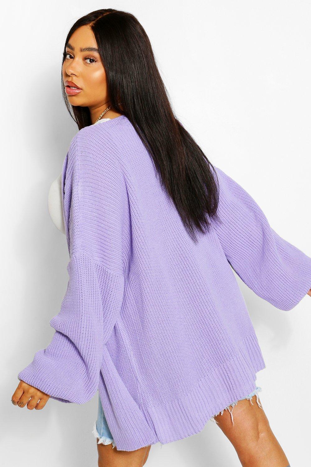 purple longline cardigan