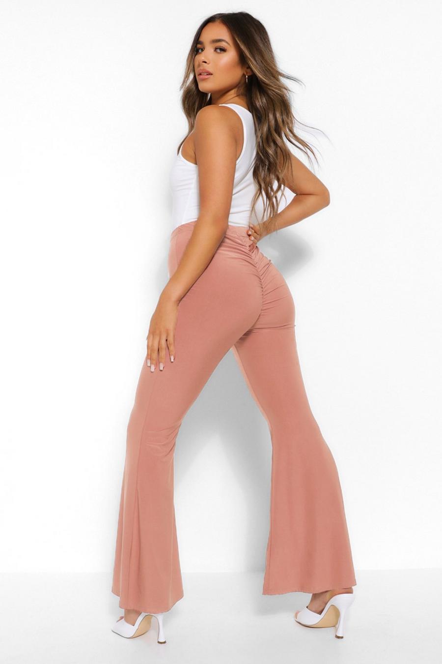 Blush Petite Ruched Bum Flared Pants image number 1