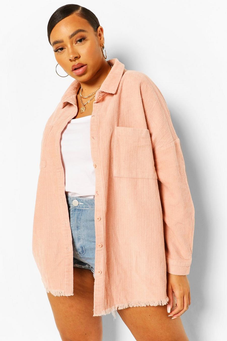 Blush pink Plus Oversized Cord Shirt image number 1