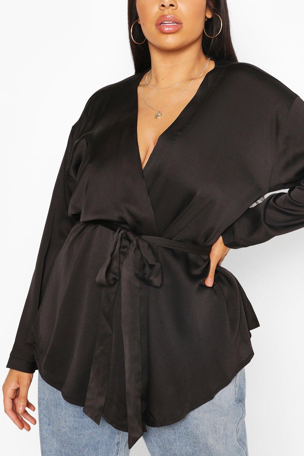 boohoo plus wrap top