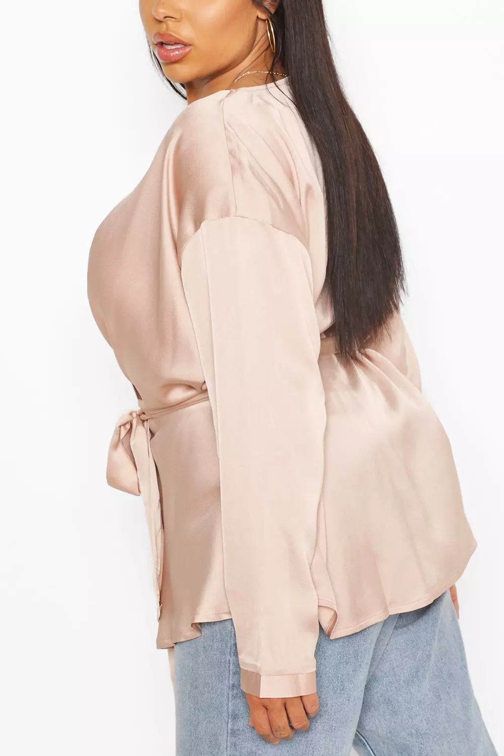 Black Plus Satin Wrap Top alternative image
