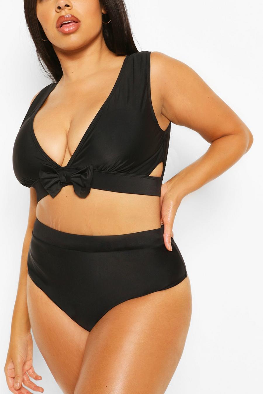 Black Plus - Bikini med hög midja och rosett fram image number 1