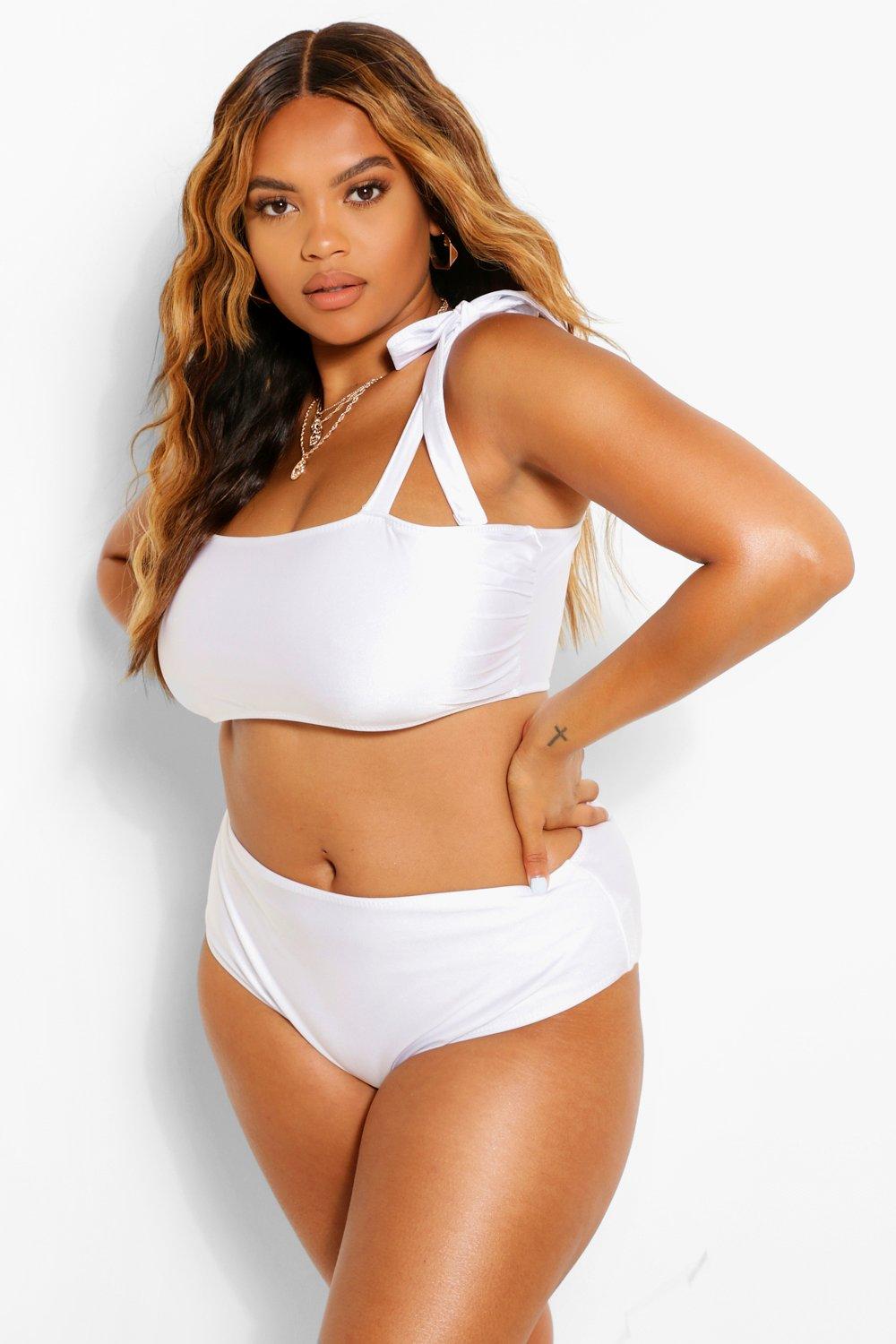 white high waisted bikini set