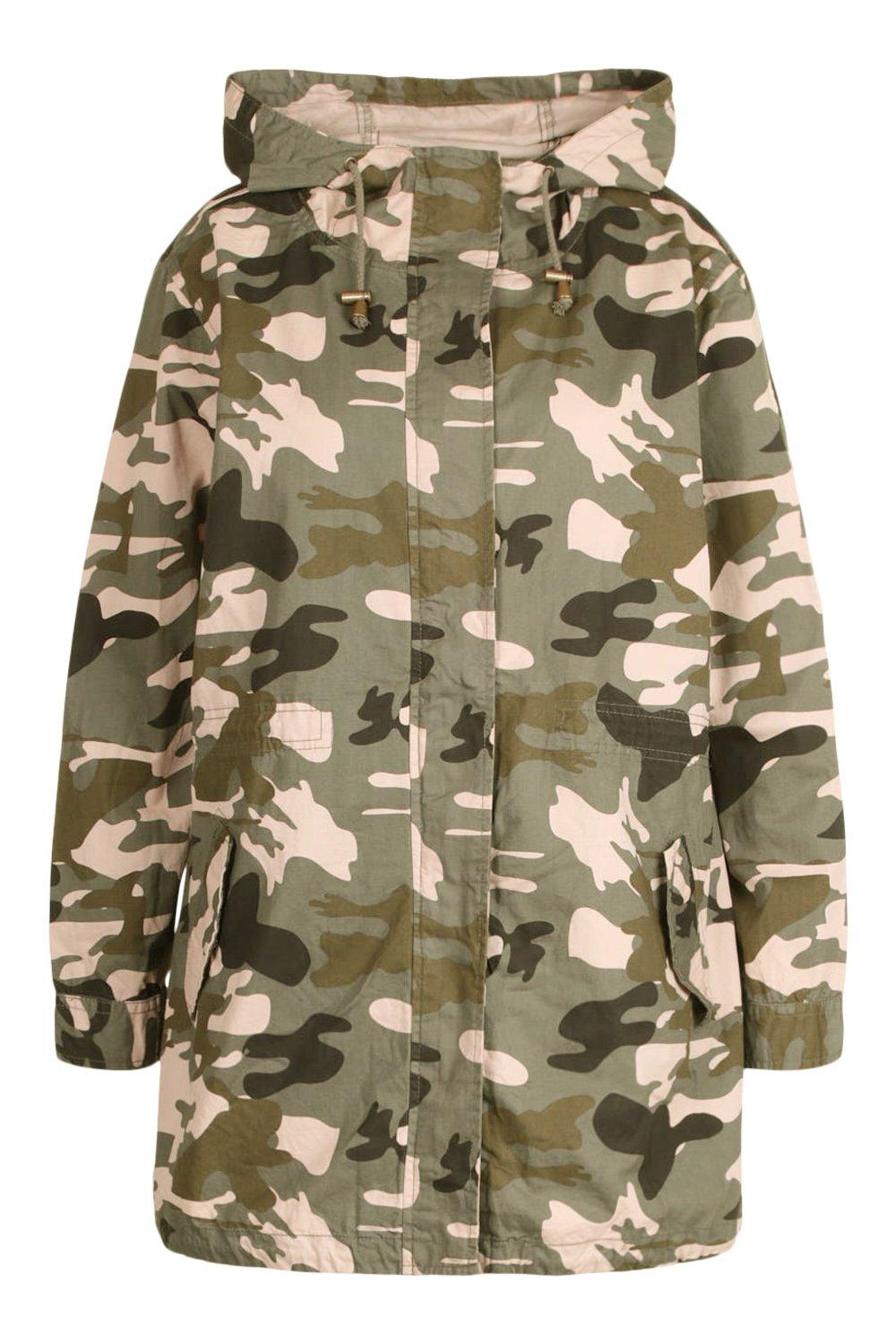 Plus size camo anorak jacket hotsell