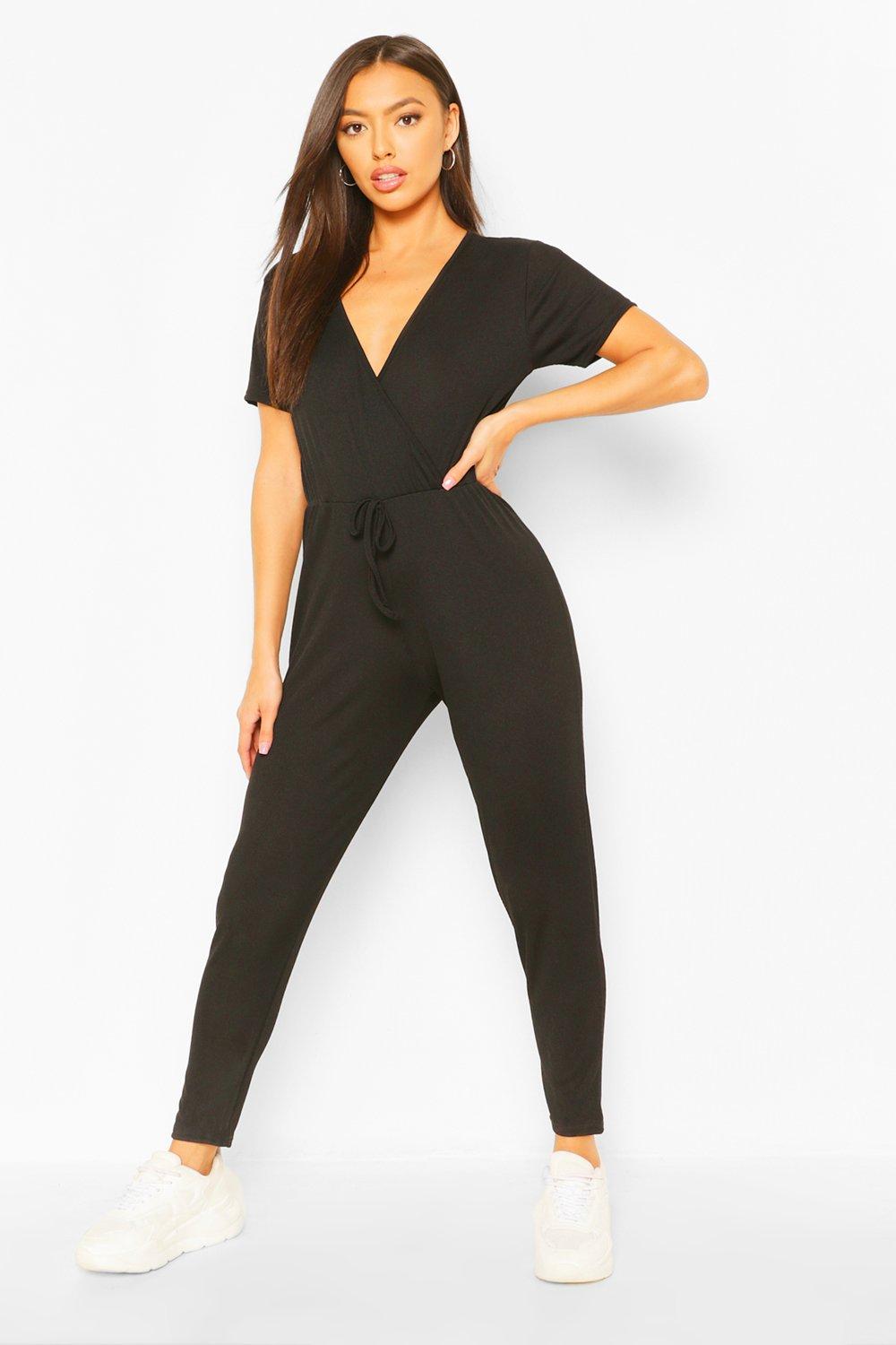 boohoo wrap front jumpsuit