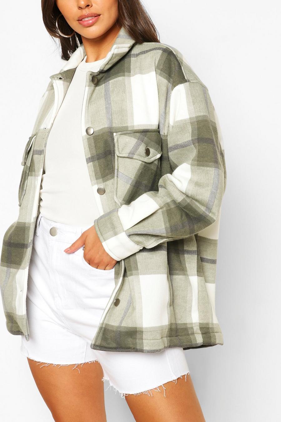 Petite - Veste chemise à carreaux, Kaki léger image number 1