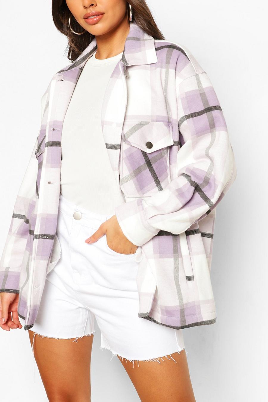 Lilac Petite Check Shacket image number 1