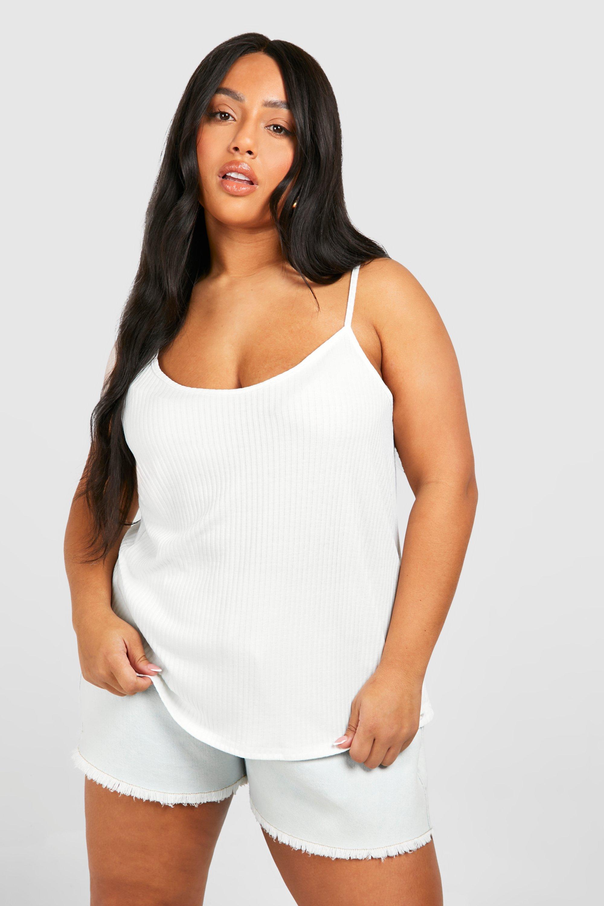 Ivory Plus Soft Ribbed Cami Top boohoo UK