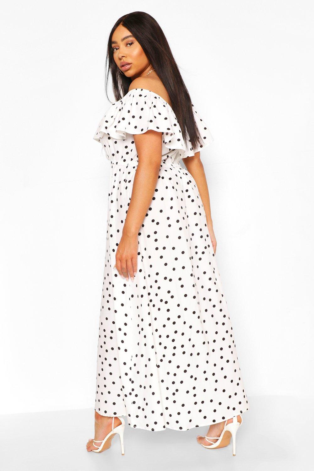 Boohoo polka dot outlet maxi dress