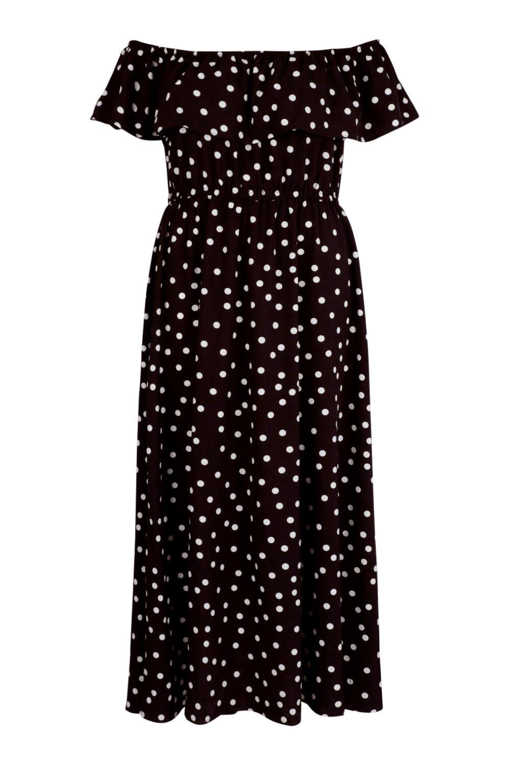 boohoo black polka dot dress