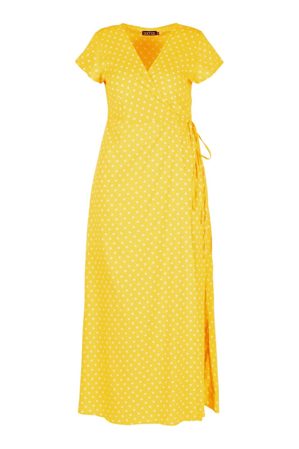 boohoo Polka Dot Wrap Dress - Orange - Size 2