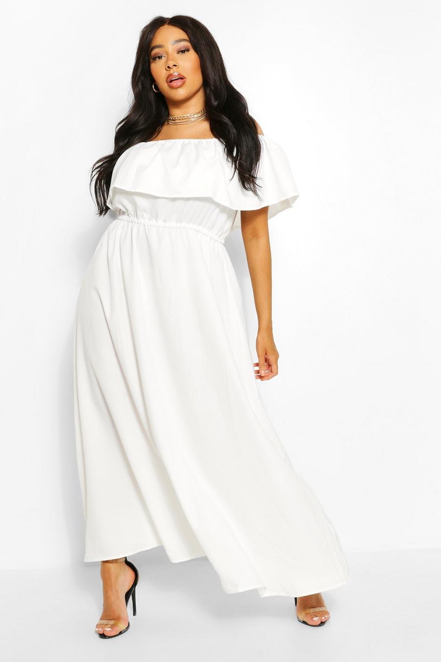 Ivory Plus Ruffle Off The Shoulder Maxi Dress image number 1