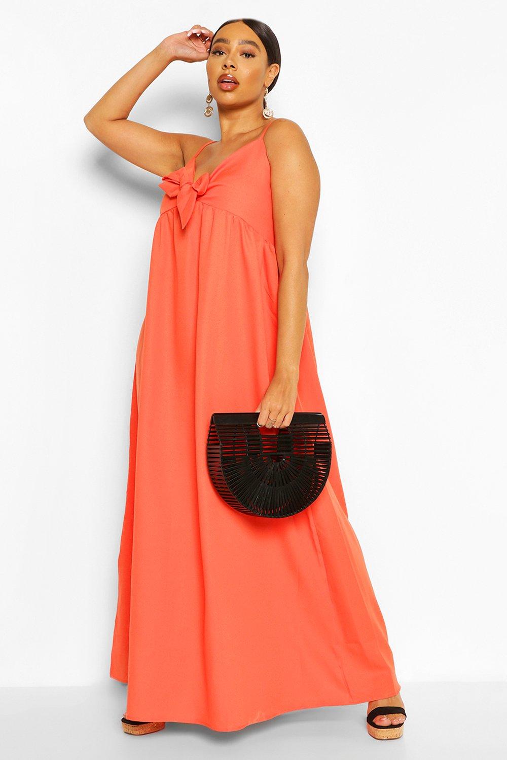 Plus Tie Front Strappy Maxi Dress