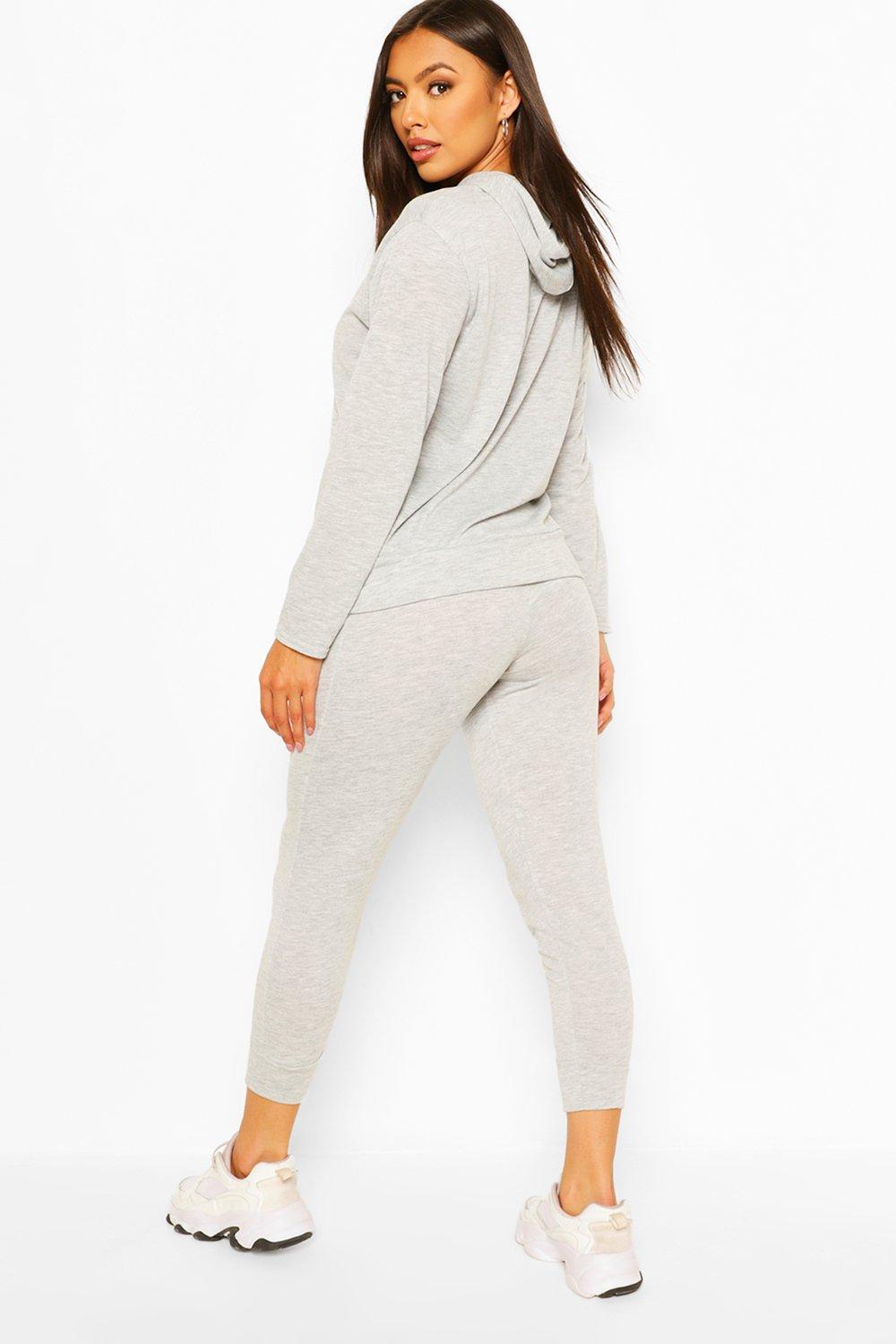 Women s Black Petite Hoody And Jogger Set Boohoo UK