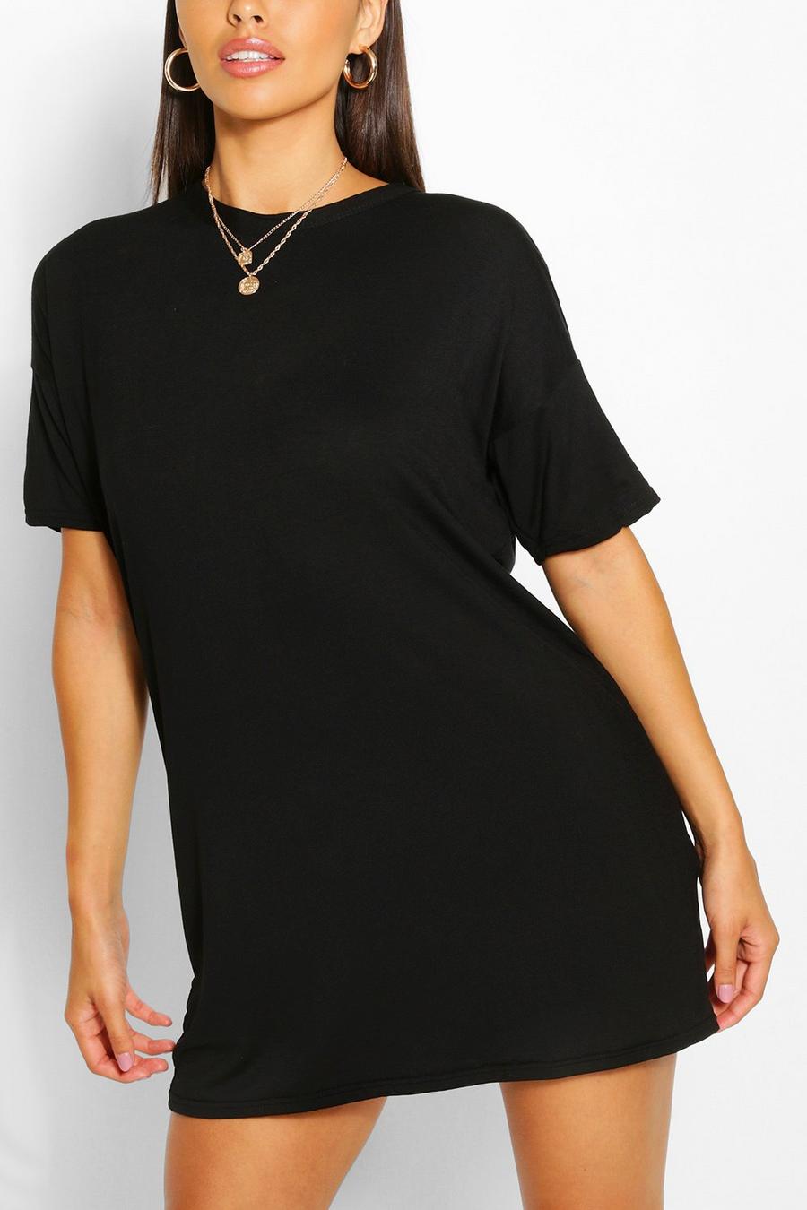 Black Petite Plain T-Shirt Dress image number 1