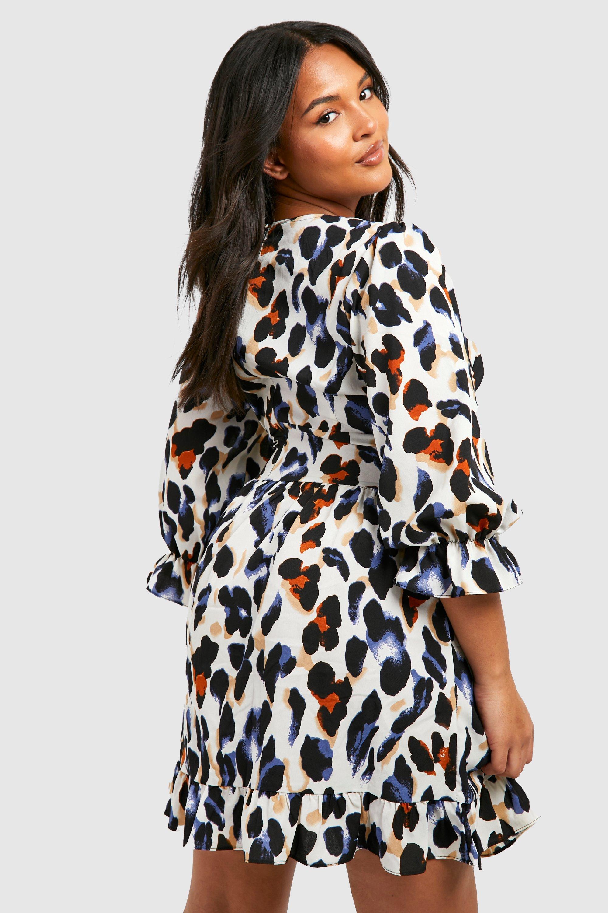 Leopard print shop satin dress