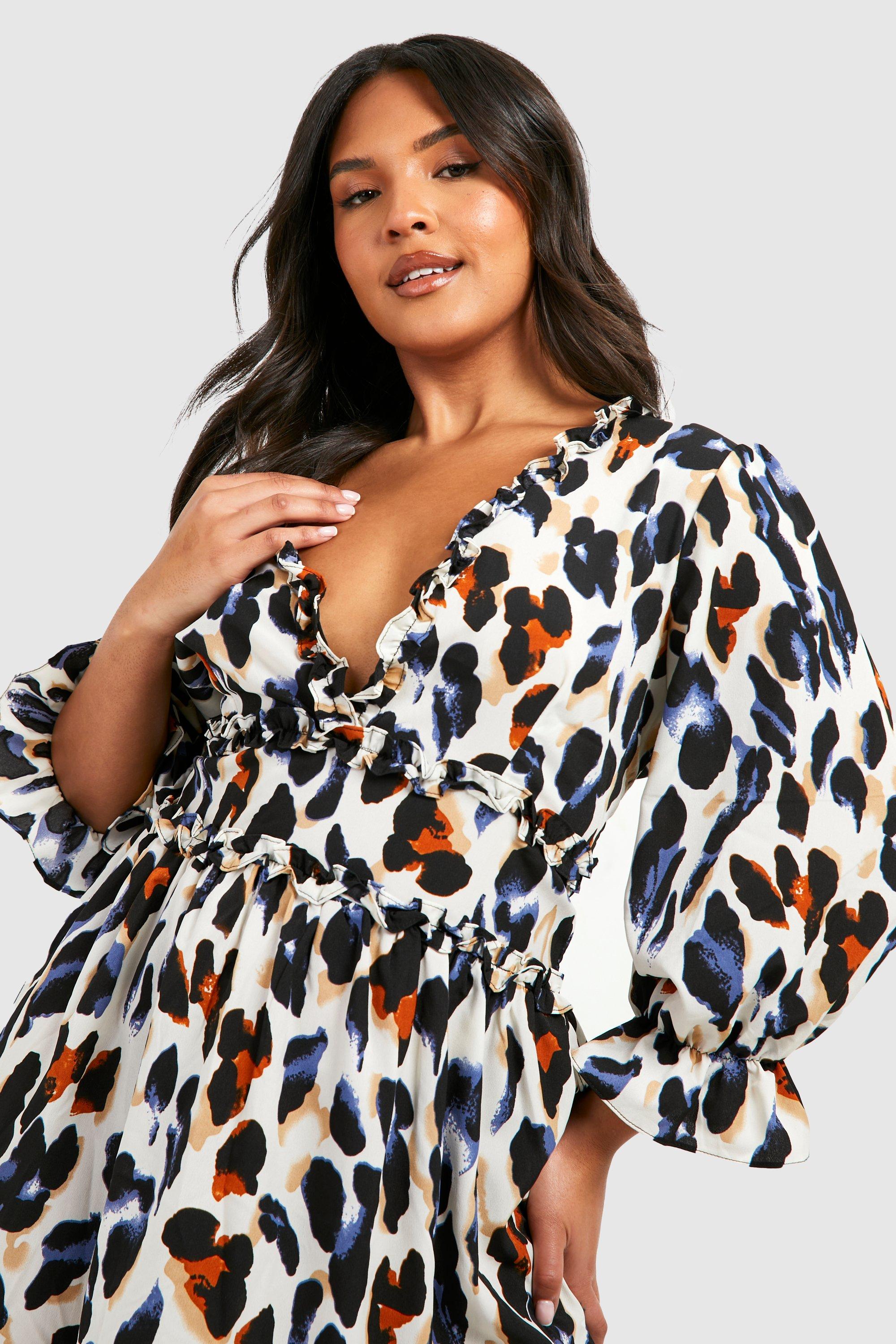 Ruffle leopard 2025 print dress